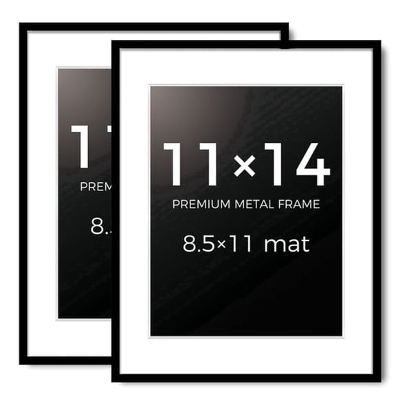 XIBUFE Picture Frame 11X14 Holds 8.5X11 Photos with Mat Or 11X14 Photo without Mat. with Clear Acrylic Front and Mdf Back Panel. Pack of 2,Black