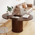 thumbnail image 3 of Pusnapku Extendable Circle Dining Table for 4-8, Modern 43"-59" Oval Kitchen Table with Storage, Fluted Sliding Door, Round Pedestal, for Living Room, 3 of 10