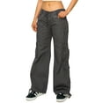 thumbnail image 2 of Cali1850 Women’s Parachute Cargo Pants Low Rise Baggy Fit Wide Leg Multi Pockets Casual Streetwear Trousers, 2 of 4