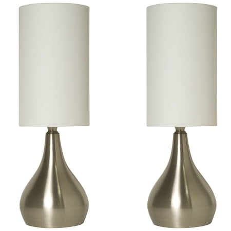 touch lamps tall lamp table way switch modern inches inch shades feature brushed pack fabric light shade accent nickel bedroom