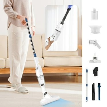 TUTUnaumb Stick Vacuum Cordless Vacuum Cleaner Hand Held Small Lightweight Electric Broom 3-in-1 For Car Home Apartment Carpet And Hardwood Floor Pet Hair Litter Dust Clean-White