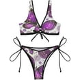 thumbnail image 2 of Dreamtimes Butterfly Violet Flower Two Piece Swimsuits Bathing Suit Triangle Bikini Set, Large, 2 of 7