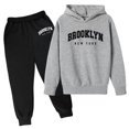 thumbnail image 2 of Boys Girls Active Sweatsuit 2 Piece Long Sleeve Letter Print Hoodie Sweatshirt Sweatpants Warm Fall Winter Clothes Hoodie Set9-10 Years Boys Girls Fashion, 2 of 3