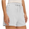 thumbnail image 4 of Shorts de Sudadera para Mujer - Shorts Cómodos de Cintura Alta con Cordón, Casuales de Verano para Entrenamiento, Blanco, M, 4 of 5