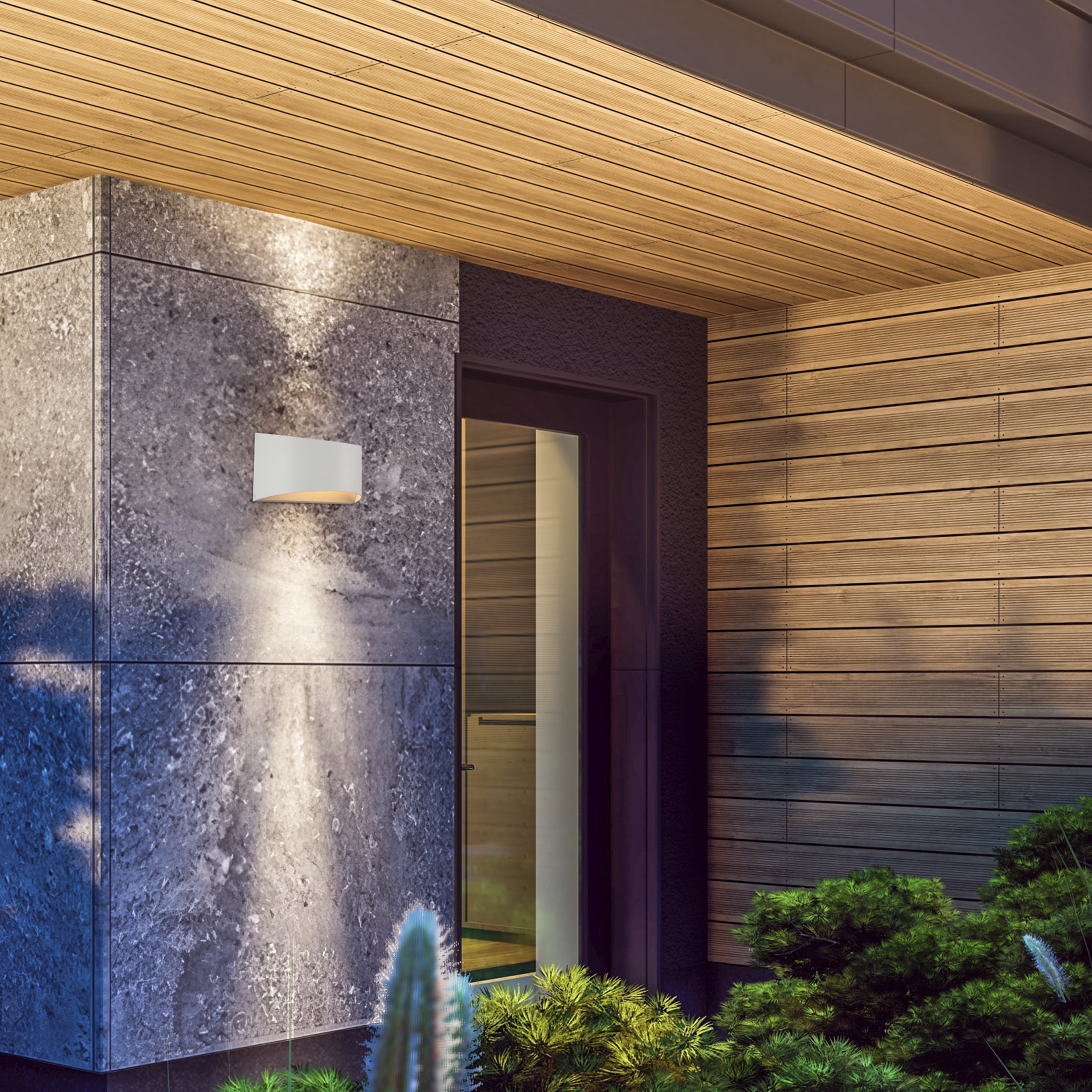 Maxxima LED Up/Down Outdoor Wall Light, Modern Dimmable Sconce, 12 Watts, 800 Lumens, 5 CCT 2700K-5000K, White