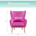 thumbnail image 3 of Critter Sitters Wingback Accent Chair with Pillow Faux Velvet with Wooden Legs , Pink, 3 of 11