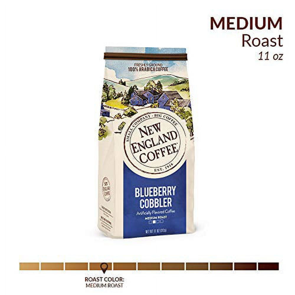 (6 pack) New England Coffee Blueberry Cobbler Blend Medium Roast Ground Coffee, 11 oz