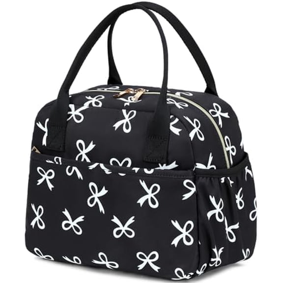 Lunch Box for Women Men Insulated Lunch Bag Lunch Tote Bag Leakproof Thermal Cooler Large Capacity for Travel Work School Picnic (White Bow)