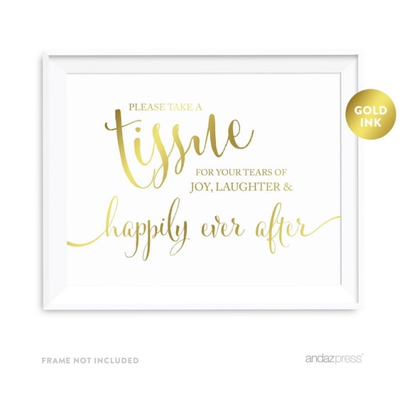 Please Take A Tissue Metallic Gold Wedding Party Signs