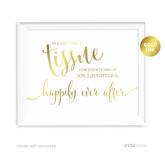 Please Take A Tissue Metallic Gold Wedding Party Signs
