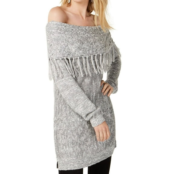 I.N.C Womens Foldover Tunic Sweater, Metallic, X-Large