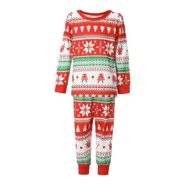 Kmbangi Parent-child Christmas Pajamas Cartoon Pattern Family Clothing