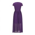 thumbnail image 5 of SDNall Wedding Guest Dresses for Women Wedding Guest Dress Solid Color Short Sleeve V-Neck Dress Maxi Dress (Purple,Sizes：S-5XL), 5 of 9