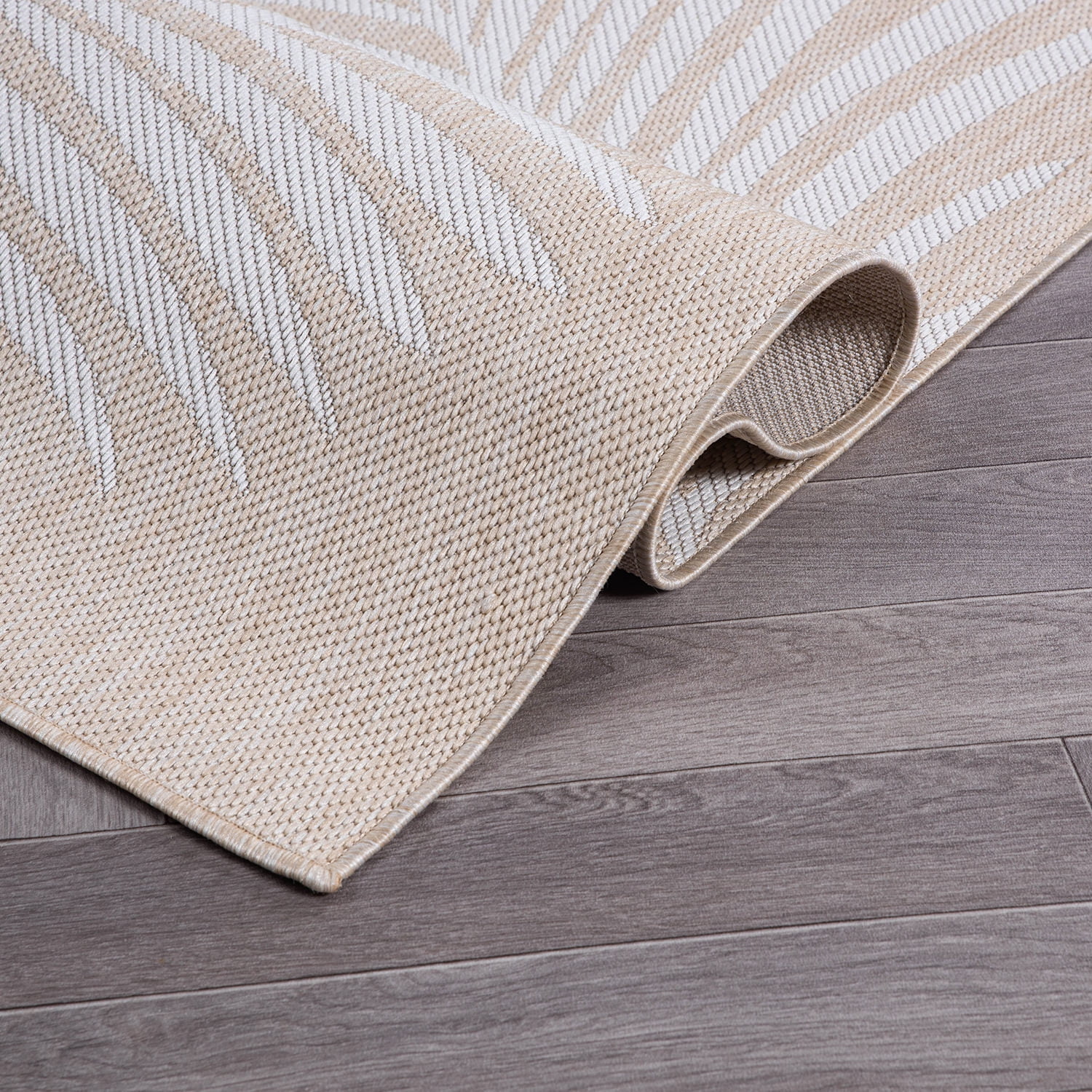 World Rug Gallery Contemporary Palm Leaves Textured Flat Weave Indoor/Outdoor Area Rug - NATURAL 5' X 7'