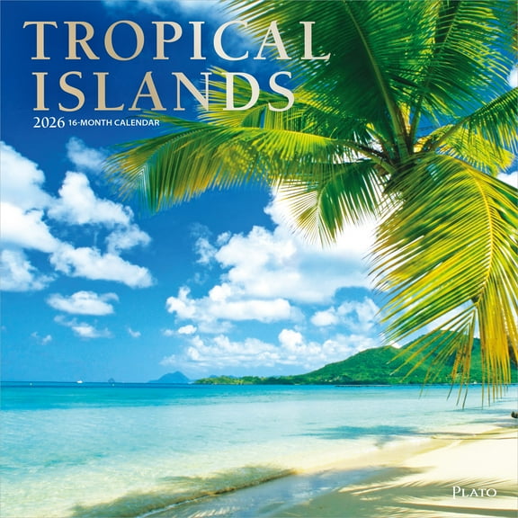 Tropical Islands | 2026 12x24" (Hanging) Monthly Square Wall Calendar | Plato
