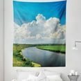 thumbnail image 1 of Landscape Tapestry, Clouds over Moving River Landscape with Meadows Grass Clear Sky Daytime, Fabric Wall Hanging Decor for Bedroom Living Room Dorm, 5 Sizes, Green Blue White, by Ambesonne, 1 of 1