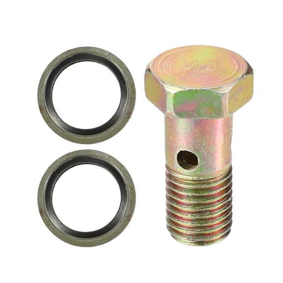 Unique Bargains 1 Set Car Single Banjo Bolt M12x1.5 Length 32mm Metric Thread Turbo Brake Line Fitting Adapter W/ Washer