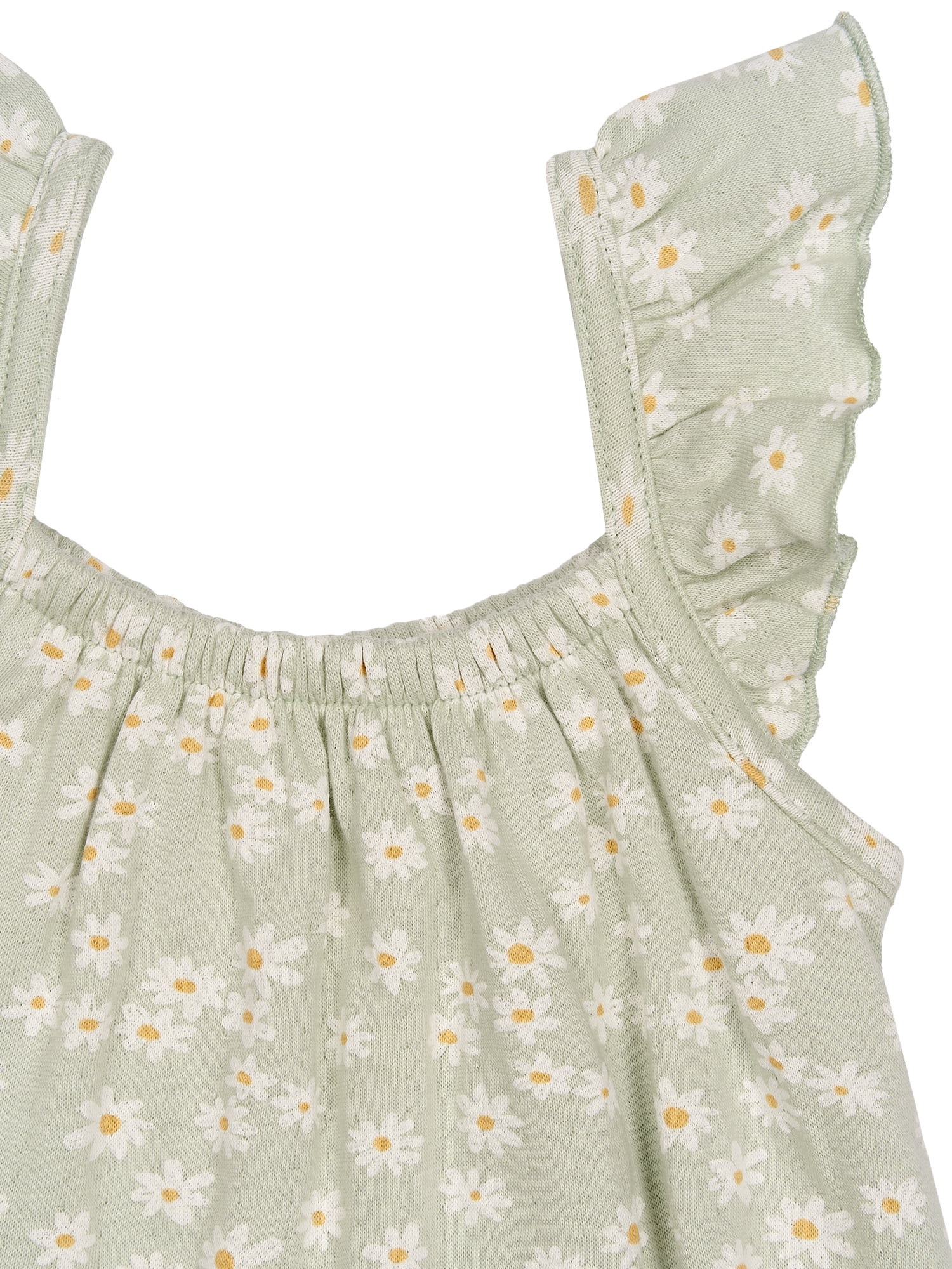 Modern Moments by Gerber Baby Girl Bubble Romper with Ruffle Shoulder Straps, Sizes 0/3 Months - 24 Months