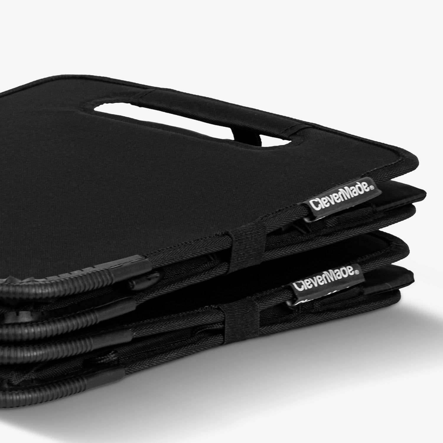 CleverMade Double Trunk Caddy 46L Collapsible Car Organizer for SUV, Foldable Cargo Storage Basket with Removable Compartments, Connectable Design, Reinforced Frame, Midnight Black