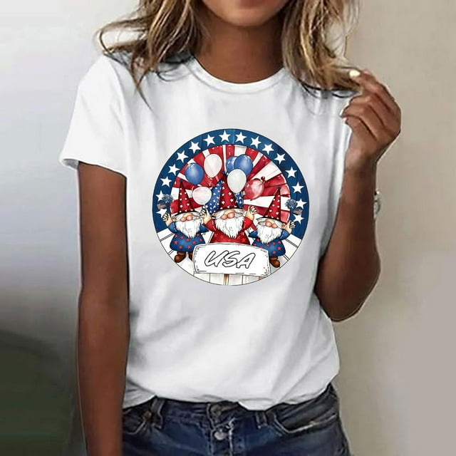 Xdegoge Fournitures de Fête du 4 Juillet, Chemisiers à Manches Courtes en Coton, Hauts pour Femmes Grande Taille en Liquidation, Chemises Rouges Aguichant, Retours Commandes en Ligne Mon Compte, Playeras de Mujer en oferta, Multicolore TG