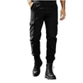 thumbnail image 2 of Smsaxvxz Cargo Pants for Men Fashion Elastic Waist Soft Long Joggers Pants Travel Climbing Trousers with Multi Pockets Black M, 2 of 6