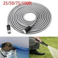 thumbnail image 6 of waltyotur 25ft 50ft 75ft 100ft 304 Stainless Steel Garden Hose Water Hose Pipe with Adjustable Nozzle Outdoor Heavy Duty Flexible Lightweight,No Kink & Tangle, 6 of 8