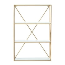 Creative Co-Op Wood and Gold Rectangle Wall Shelf