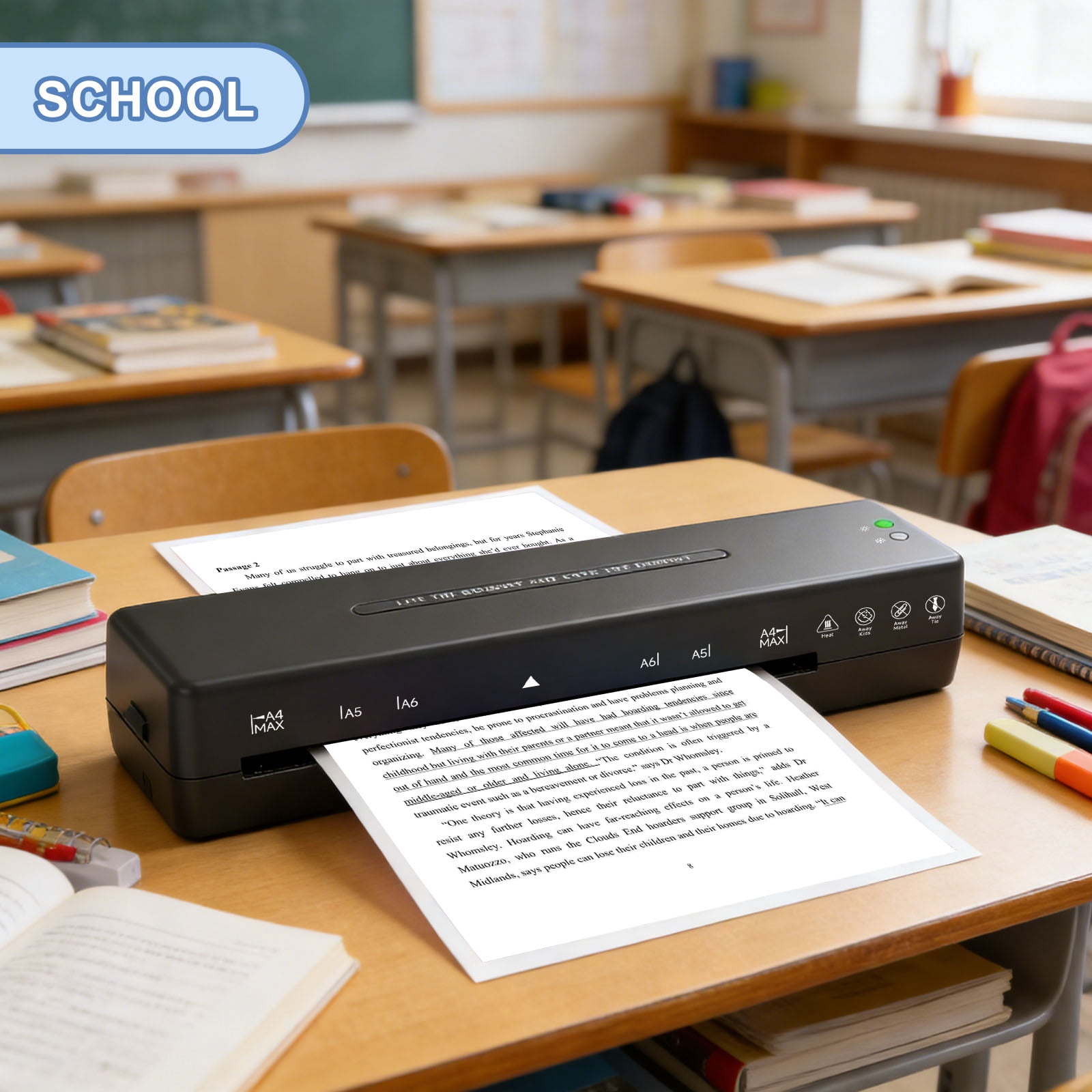 Laminator Machine, 9 Inch with 10 A4 Sheets Thermal, Ture Mini Size, Hot and Cold Dual Modes, Fast Warm Up（Black）
