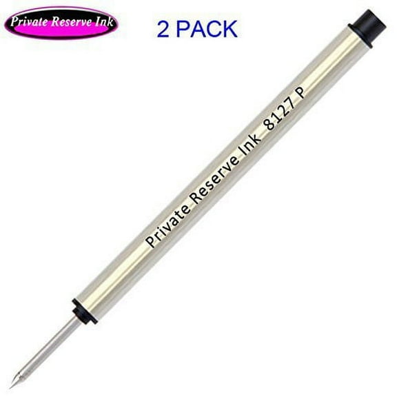 Private Reserve Ink P8127 Short Capless Rollerball Refill made by Schmidt - Black Ink, Medium Tip, 2 Pack