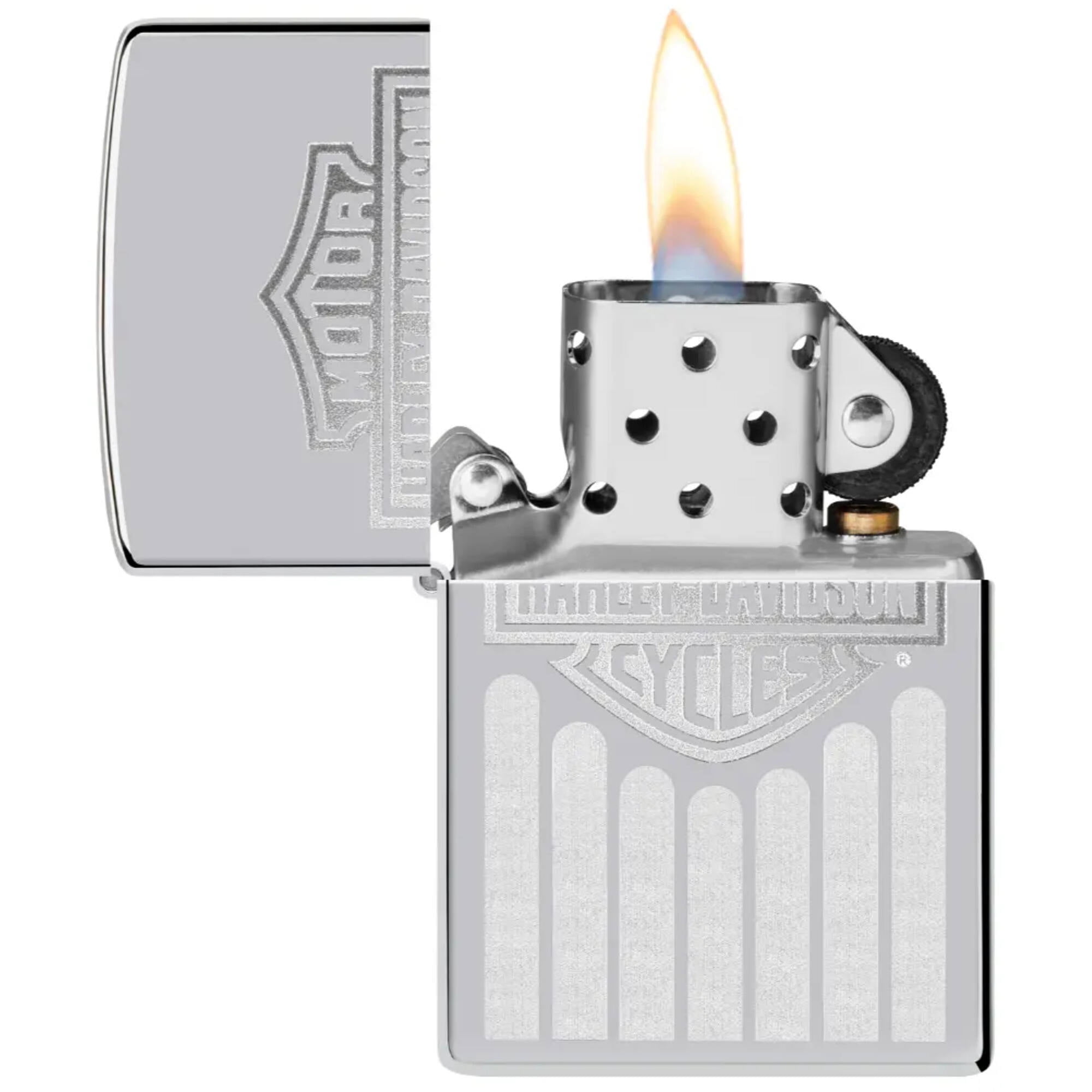 Zippo 48993 Harley Davidson Logo Brushed Chrome Windproof Lighter