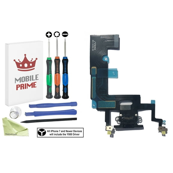 MobilePrime Black Charging Charger Port Complete Professional Repair Kit Compatible with Tools for i-Phone XR A1984, A2105, A2106, A2108