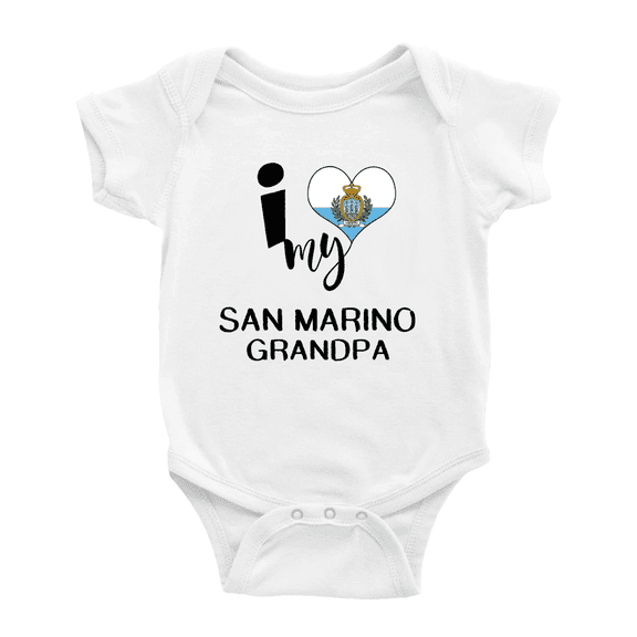 I Heart My San Marino Grandpa Love Flag Newborn Clothes Outfits (White, 3-6 Months)