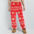 thumbnail image 2 of Adult Fashion Christmas Print Casual Pants with Drawstring Elastic Waist, Comfortable Sleepwear and Loungewear Trousers for Home Use,Red,XL, 2 of 6