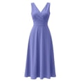 thumbnail image 5 of Bxsruta Womens Midi Dress V Neck Sleeveless Flowy Casual Pleated Dresses for Women Summer Cocktail Party, 5 of 5