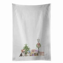 Carolines Treasures CK8106WTKT 28 x 19 in. Unisex Corgi Tricolor & Puppy with Christmas Wonderland White Dish Towels Kitchen Towel - Set of 2