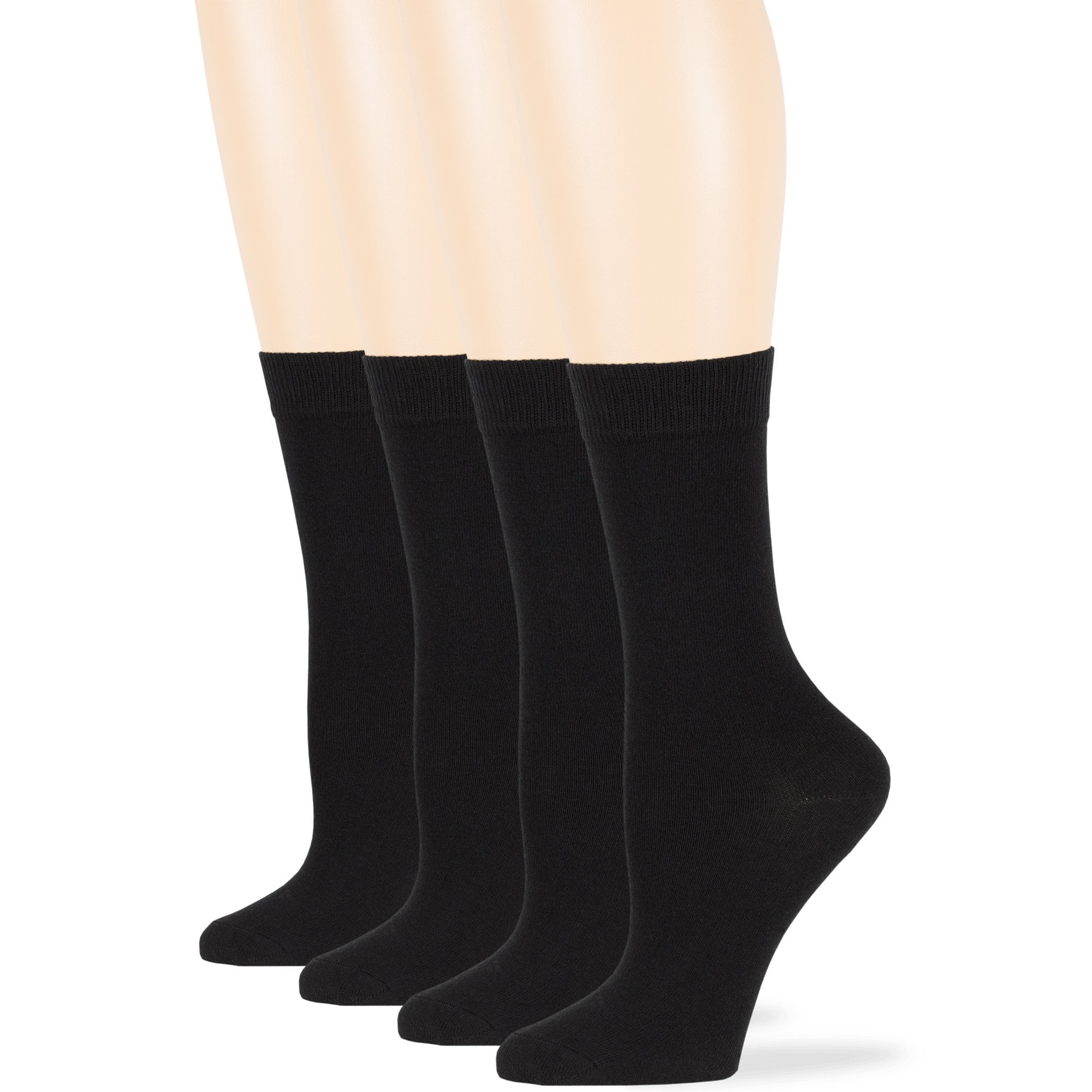 7BIGSTARS KINGDOM Womens Cotton Dress Crew Thin Socks, Black, Medium 911, 4 Pack Walmart