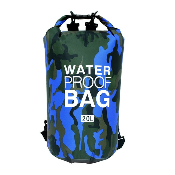 Yuarrent Bolsa de natación impermeable de 15/20L/30L, de saco seco, colores de camuflaje, pesca, canotaje, kayak, almacenamiento, bolsa de Deportes acuáticos Camuflaje Azul 23 x 63 cm Yuarrent OD1303-11B