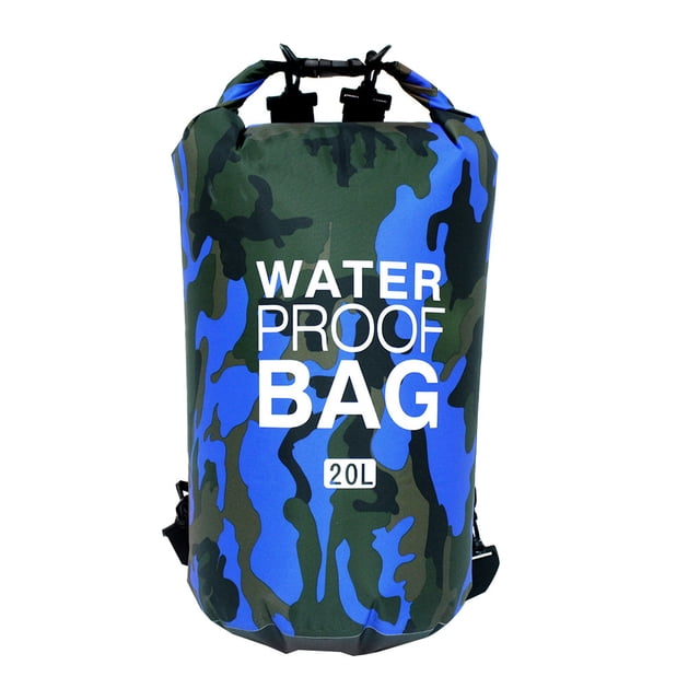 Sonducket Bolsa de natación impermeable de 15/20L/30L, de saco seco, colores de camuflaje, pesca, canotaje, kayak, almacenamiento, bolsa de Deportes acuáticos Camuflaje Azul 23 x 63 cm Sonducket OD1303-11B