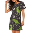thumbnail image 2 of Vsdgher Motif Squelette de Dinosaure Chemise de Nuit à Manches Courtes Col Rond Mignonne Robe de Nuit Confortable, 2 of 6