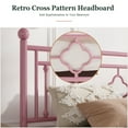 thumbnail image 3 of Amolife Full Size Metal Platform Bed Frame with Vintage Cross Pattern Headboard&Footboard, Pink, 3 of 10