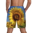 thumbnail image 2 of Lsque Mens Swim Trunks Sky Golden Sunflower Field A Pattern - Bathing Suit Compression Liner - Beach Swim Shorts Swimwear - (S-3XL) - Stretch Quick Dry -Medium, 2 of 9