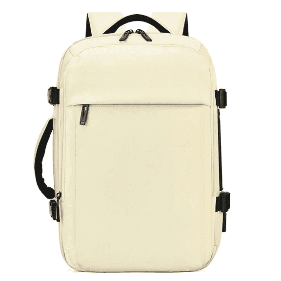 LUXEHOLIC Adult Water-Resistant Polyester Solid Print 15.6 Inch Laptop Backpacks, Beige