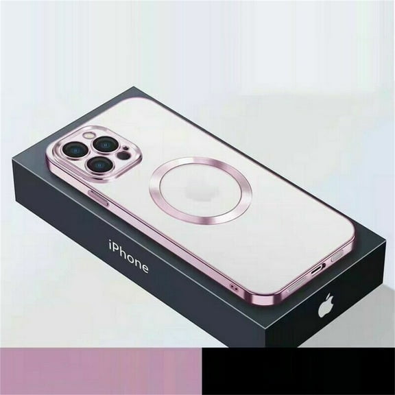 Magnetic Case for iPhone 14 Pro, High-Transparency Tempered Glass Lens Protector Rugged PC Anti-Scratches Slim Clear Cover Compatible with MagSafe Wireless Charging Dustproof Net Case, Pink