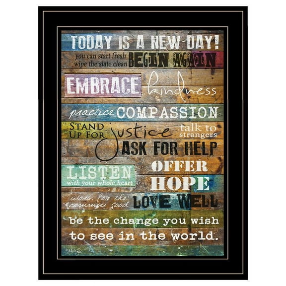 Today Is by Marla Rae Printed Black Framed Wall Art Wood Multi-Color
