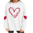 thumbnail image 5 of Tops for Women Long Sleeved Round Neck Hearted Printed Sweatshirts White M, 5 of 9