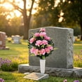 thumbnail image 5 of Artificial Cemetery Flowers with Vase Spike, Assorted Colors Peony Bouquet, UV Resistant Memorial Grave Decorations, All-Weather Outdoor Headstone Decor, 5 of 6