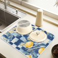 thumbnail image 2 of Yayeee Dish Drying Mat for Kitchen Counter 16" x 18" Microfiber Super Absorbent Coffee Decorative Pad, Retro Plaid Lemon, 2 of 9