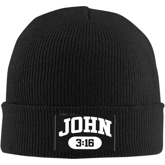 Beanies,John 3:16 Christian Faith Believer Jesus Beanie Hat for Women Men Knit Skull Cap Knitted Hat Slouchy Hat Black
