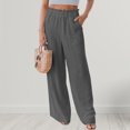 thumbnail image 4 of Pantalones con bolsillos Pantalones casuales con cintura elástica Línea H Traje de vacaciones holgado, 4 of 7