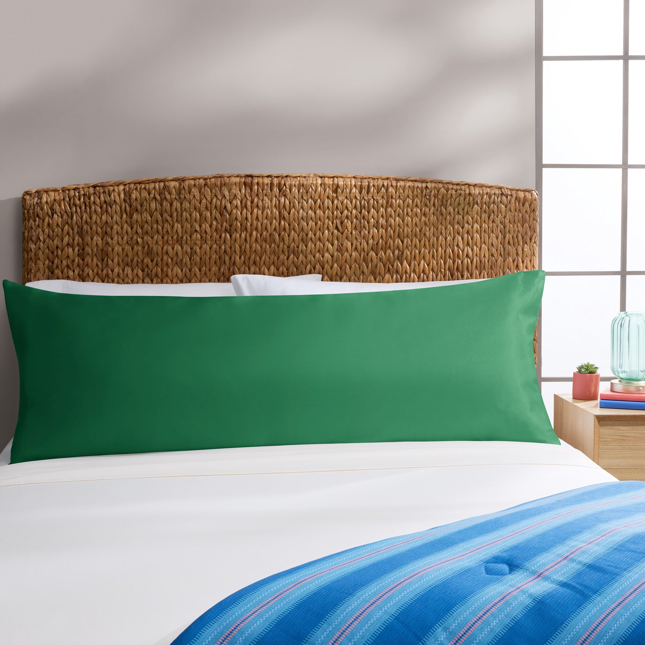 Mainstays by Becky G. & Alejandra Satin Body Pillow Cover, Green, Adult/Teen